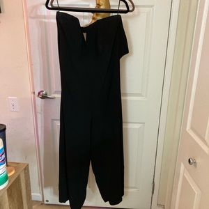 Strapless wide leg crop jumpsuit